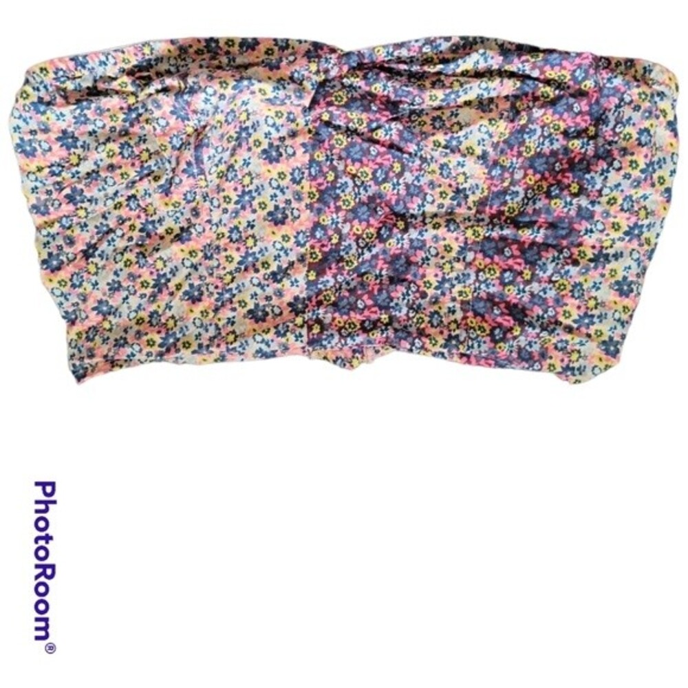 ADORABLE Sparkle & Fade Floral Cropped Tube Top - S
